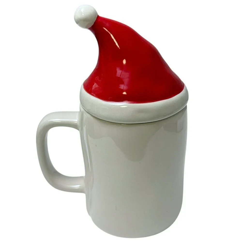 Rae Dunn Christmas Mug Santa's Helper Red Hat Lid Coffee Cup